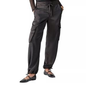 Sanctuary Eve Satin Cargo Pants Womens Size 31 Black NWT